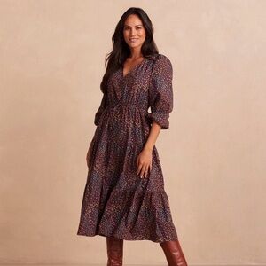Summersalt Poplin Button Down Dress with Drawstring Waist - Chocolate Floral